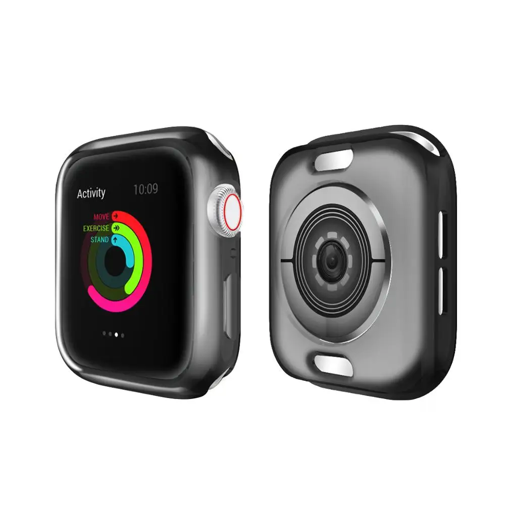 Чехол для наручных часов Apple Watch 4 5/3/2/1 40 мм 44 царапин половина пакета electroplating TPU шесть цветов чехол s для наручных часов iWatch, версия 3, 2, 42 мм, 38 мм - Цвет: Черный