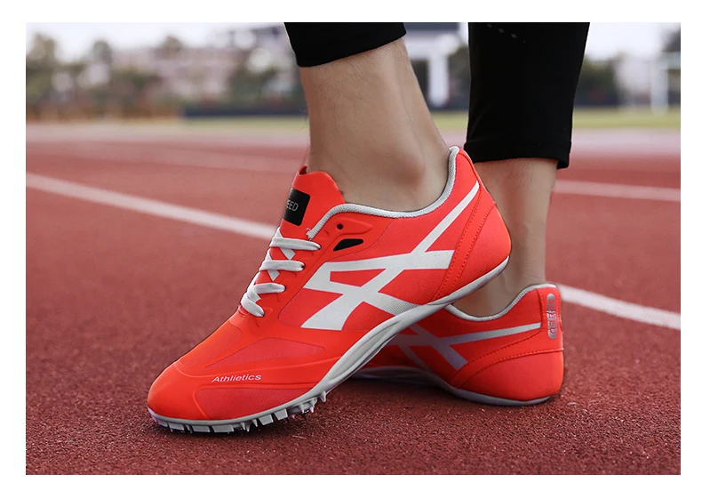 Hot Unisex Track And Field Spikes Non-Slip Track Shoes Women Orange Spikes For Running Shoes Outdoor Kids Track And Field Shoes