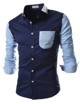 

fashion 2020 patchwork desginer camisa social masculina cheap long sleeve pocket shirt men