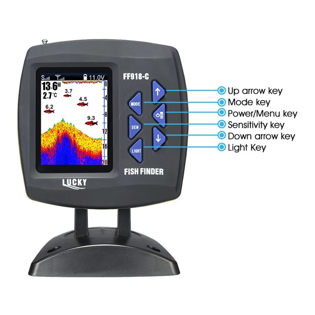 Operação sem Fio Faixa de Operação Echo Fish Finder Pés 45 Graus Detecção Câmera Detector Ff918cwls 980 6 Localizadores de peixe