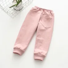 Зима стиль корейский стиль детская одежда шары для девочек Кролик Вышитые супер мягкие толстые повседневные брюки