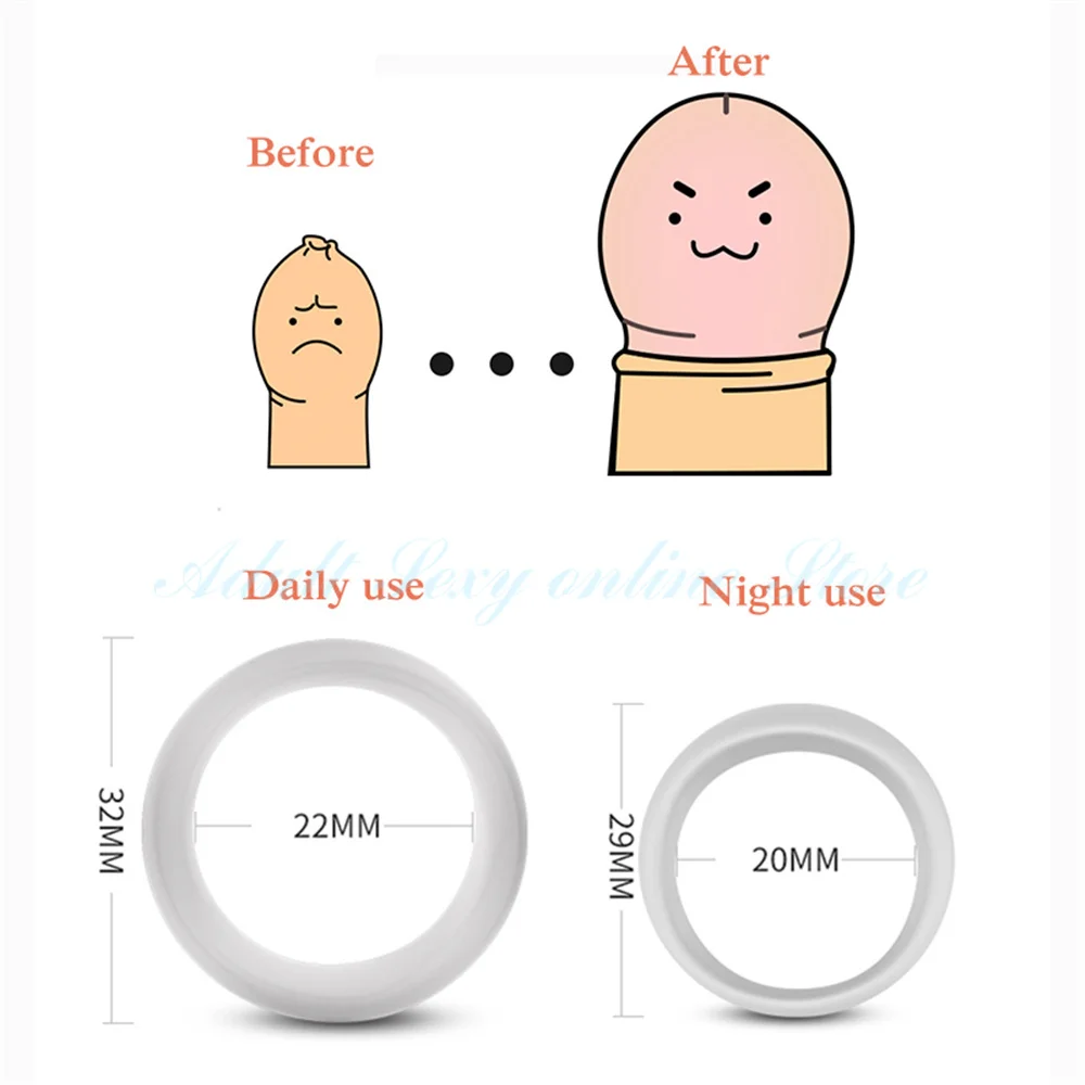 2PCS Silicone Male Foreskin Corrector Resistance Delay Ejaculation Penis Rings Sex Toys Men Daily/Night Cockring male sex toys