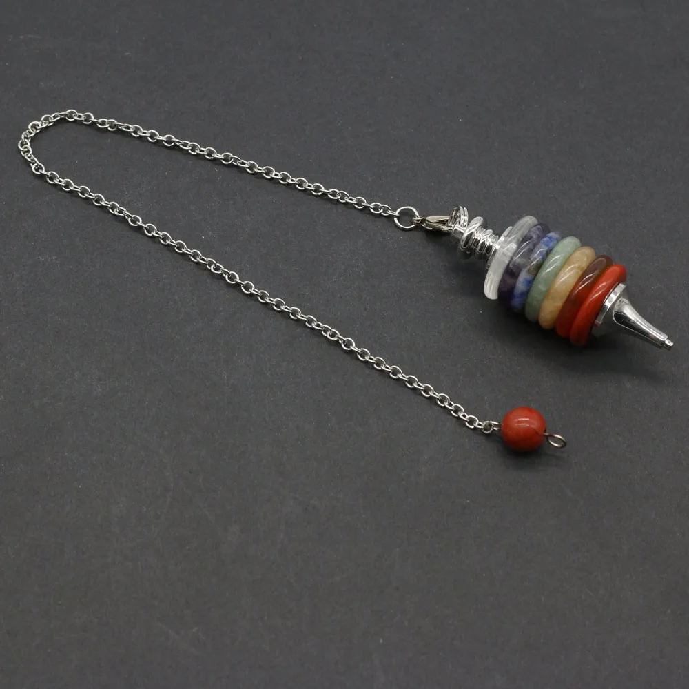 3PC Wholesale Healing Natural Stone 7 Chakra Spirit Pendulum Reiki Hypnosis Pendant For Jewelry Making DIY Necklace Home Decorat