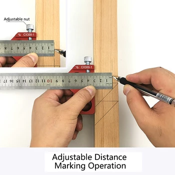 

300mm Aluminum Alloy Scale Measure Scribing Ruler Woodworking T-Type Hole Ruler Marking Tool Hand Tools Accessories New