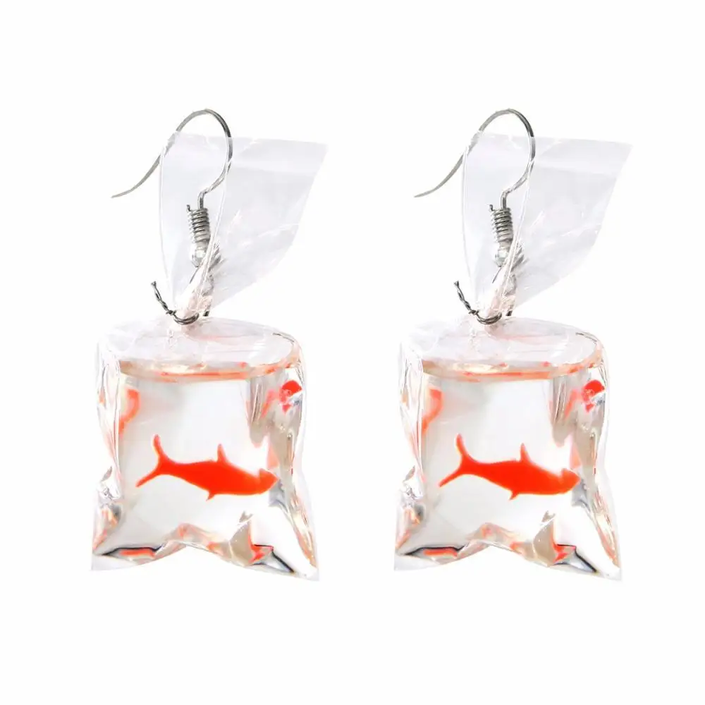 

Fashion Creative Koi Fish goldfish Water Bag Dangle Earrings Cute Handmade Earrings Womens Jewelry