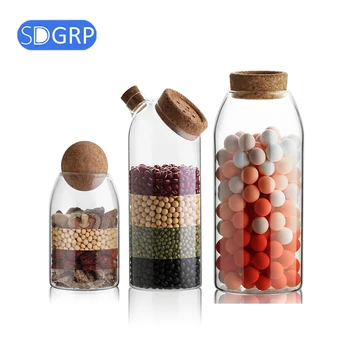 

Creative Cork Borosilicate Transparent Glass Sealed Cans Spices Jars Kitchen Items Food Storage Containers Grains Tea Bottles
