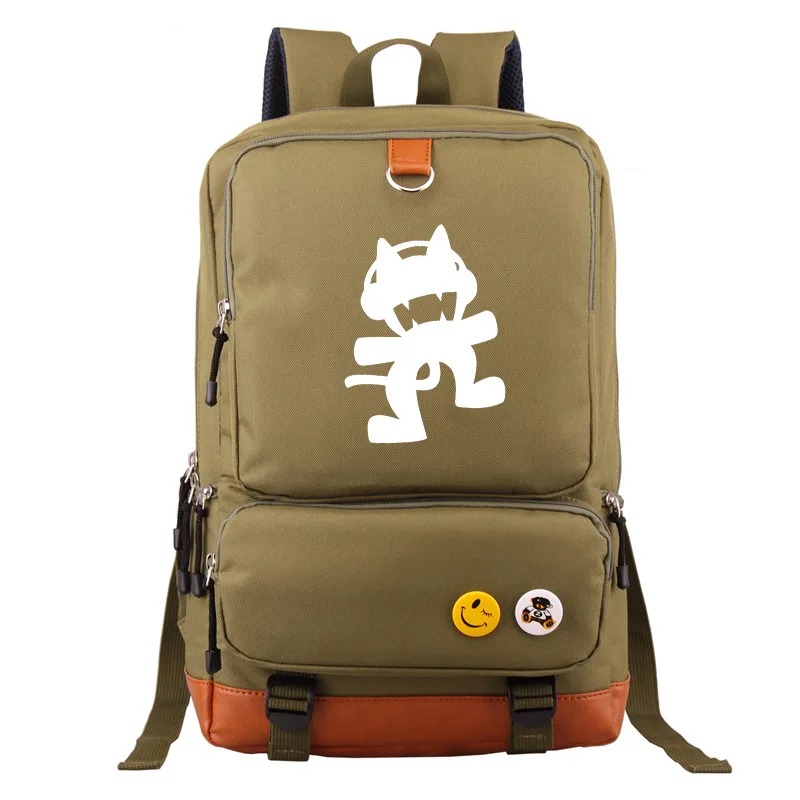 Кошка фабрика странная кошка фабрика электронная музыка monstercat школьная сумка рюкзак через плечо для поколения жира wh - Цвет: Армейский зеленый