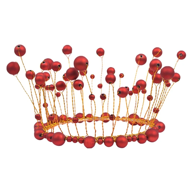 Металлический жемчуг принцесса Корона торт Топпер Блестящий искусственный жемчуг головной убор украшения для свадебного торта День рождения Топпер ручной работы