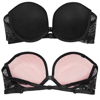 

New Hot Sexy Lace Strapless Women Bra Super Push Up Seamless Invisible Lingerie Slip-resistant Japanese Cross Underwire Bralette