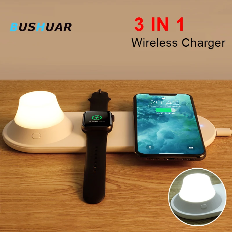 Беспроводное зарядное устройство 3 в 1 док станция для iPhone 8 X XS Max XR Apple Watch 4 2 10 Вт