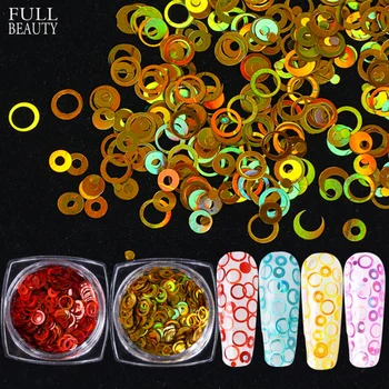 

1Box Holographic Nail Glitter Circle Flakes 3D Mirror Gradient Round Sequins Round Paillette Manicure Nail Art Decor CHPPQ01-10