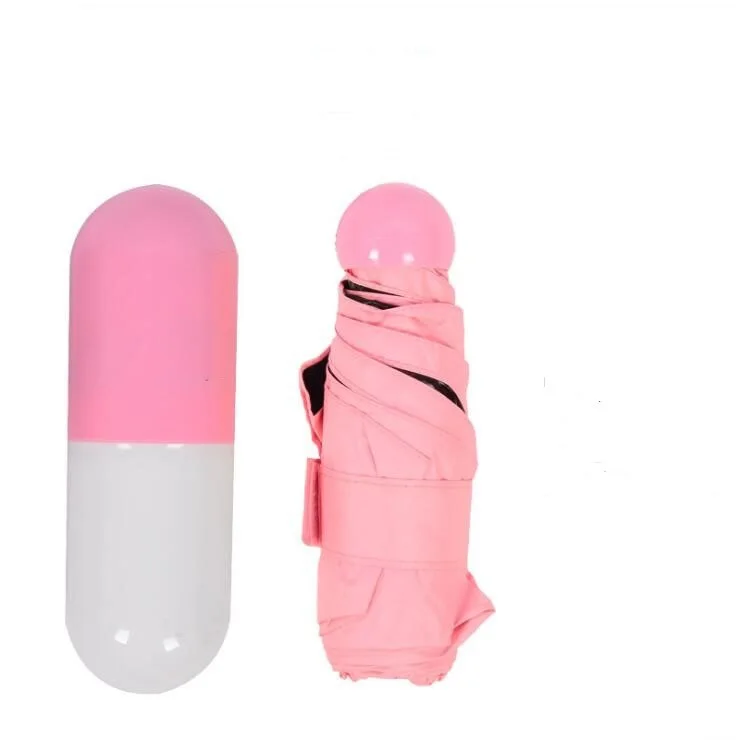 Pink Capsule umbrella mini ultralight sun umbrella uv protection lady's vinyl sun protection umbrella pocket umbrella - Цвет: Pink