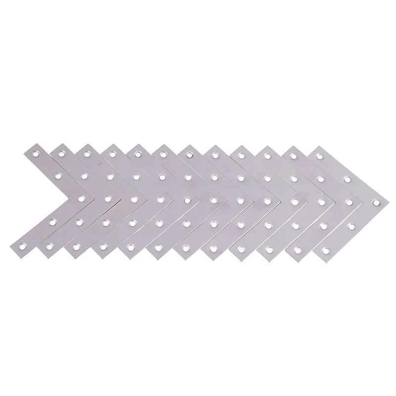 

12pcs Angle Plate Corner Brace Flat L Shape Repair Bracket 80x80mm Silver