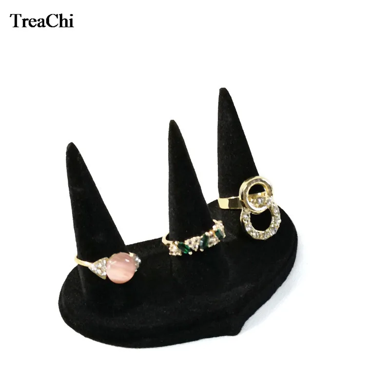 Fashion Black Velvet Finger Tip Mountail Jewelry Ring Display Holder Charm Resin Ring Display Storage Organizer Stand Showcase