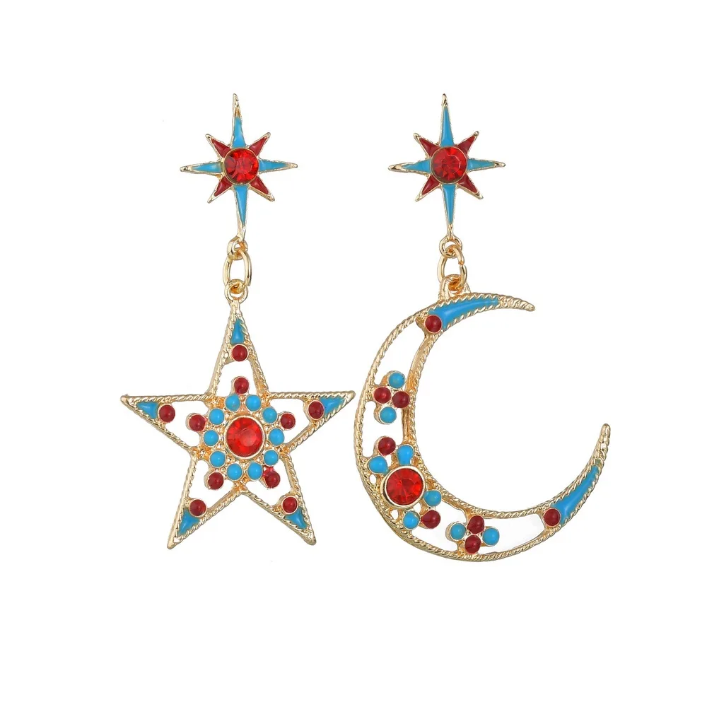 

LEGENSTAR Fashion Star Moon Women Dangle Earrings for Women Pendientes Enamel Earings Jewelry Gift Boucle d'oreille Femme 2019