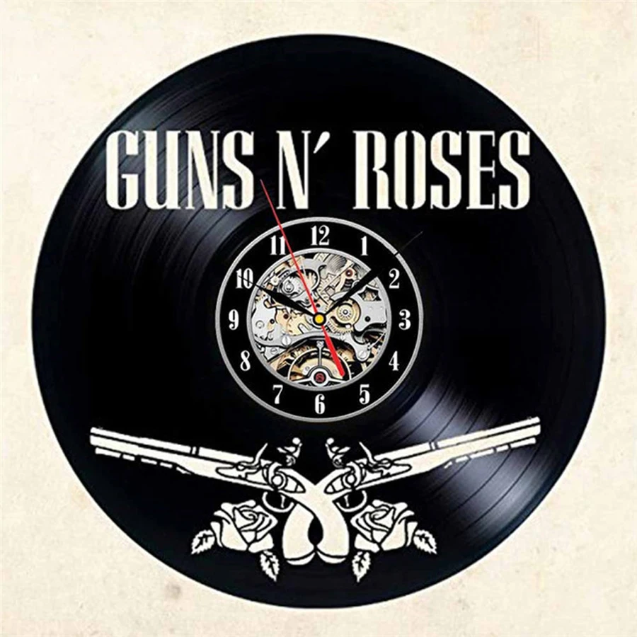 Guns N Rose Slash Виниловая пластинка настенные часы современный дизайн Музыкальная Тема 3D наклейки рок-группа виниловые часы настенные часы домашний декор