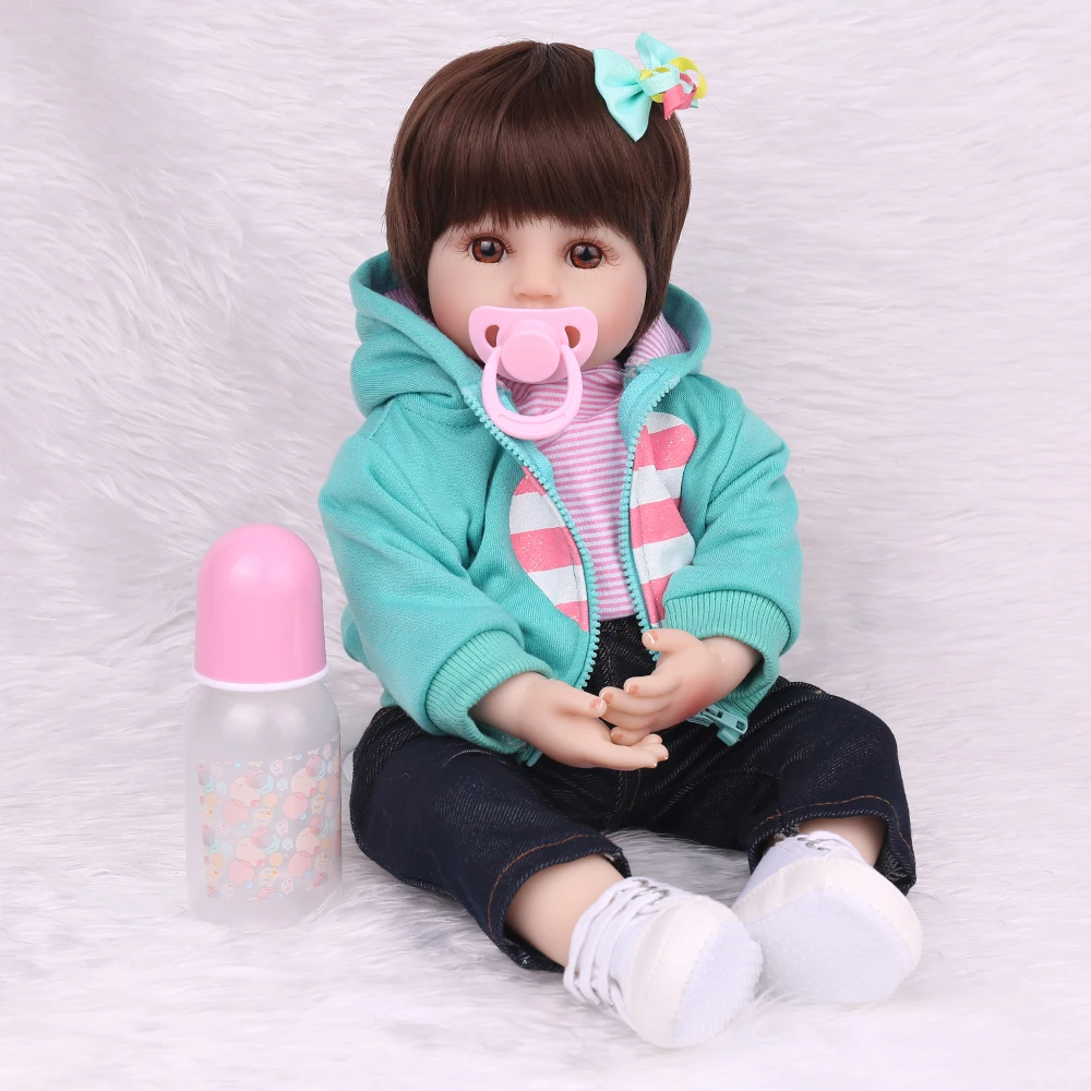 18 дюймов Reborn Baby Doll игрушка тканевый корпус Реалистичная кукла с жирафом детские