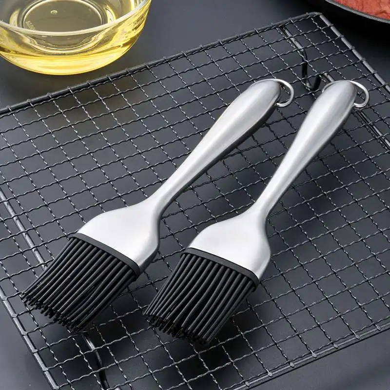 1Pc Silicone Basting Brush BBQ Grill Oil Sauce Brush Stainless Steel Handle Pastry Brush Butter Bread Baking Kitchen Accessories (5)
