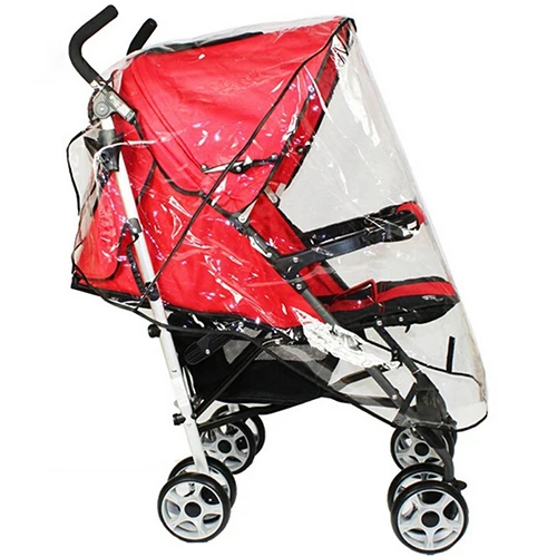 Stroller Rain Cover Universal Waterproof Wind Dust Shield Baby Stroller Pushchair Pram Rain Cover Transparent with Black New