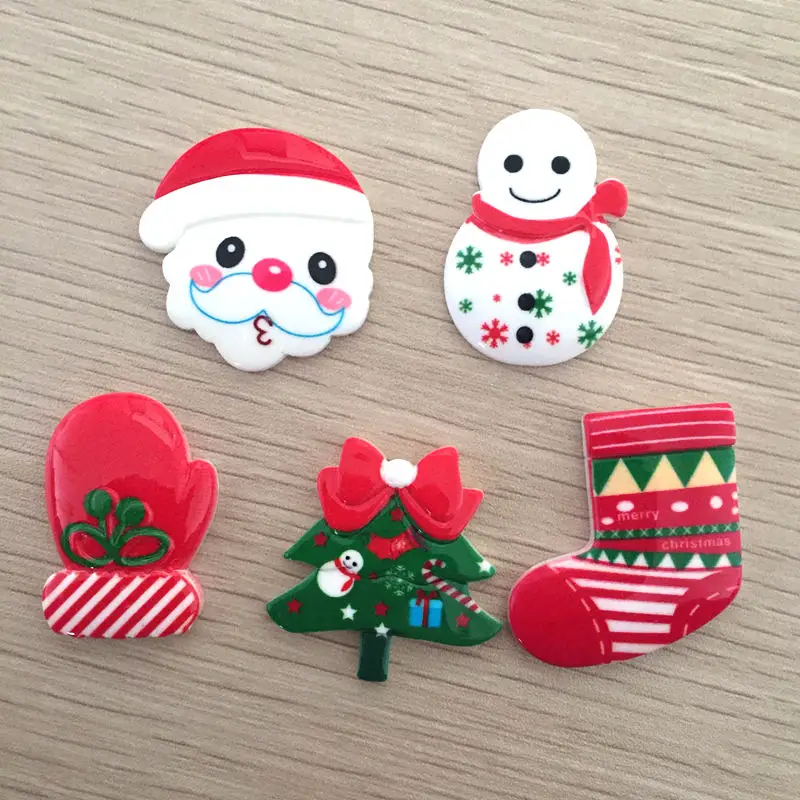 DIY 10Pcs Resin Christmas Trees Series Cabochon Flatback Decoration Crafts Embellishments For Scrapbooking Diy Accessories HA37