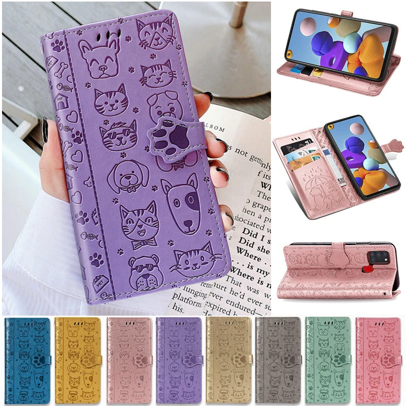 

Case on for Etui Huawei Honor 30 Pro Plus + Honor 30 Pro Cases 3D Cartoon Cat Dog Leather Flip Cover for Huawei Honor 30S Casa