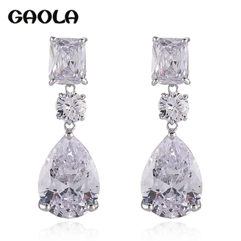 

GAOLA High Quality Clear Cubic Zircoia Micro Pave Setting Geometric Dangle Earrings For Women GLE9293