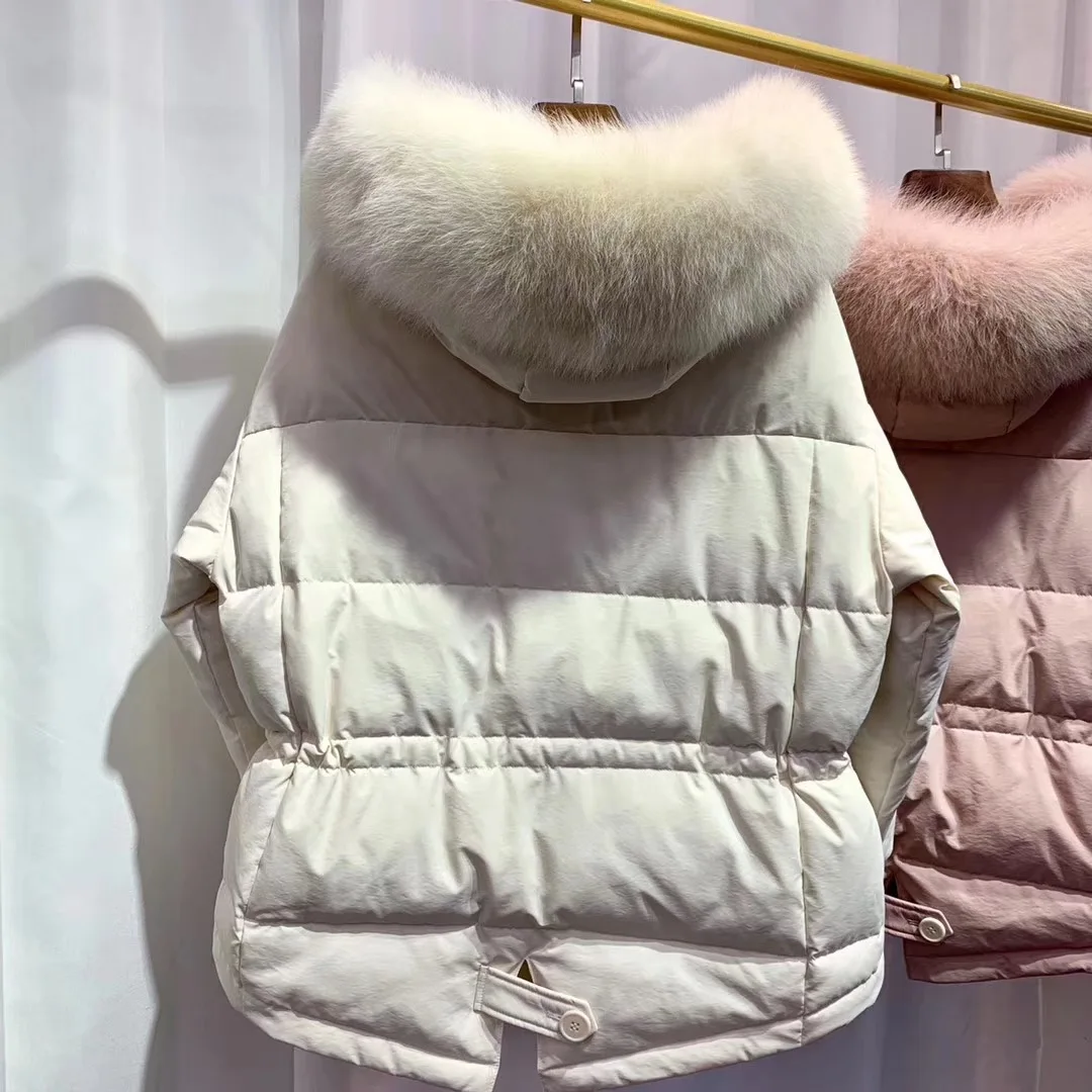 Зимнее новое пальто из лисьего меха 930 - Цвет: Cream-colored