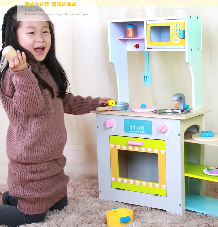 Деревянная игрушечная плита для детей, игрушечный домик, модель кухонной утвари для девочек и мальчиков
