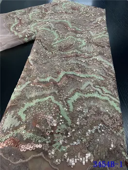 

NIAI African Sequins Lace Fabric Embroidered Nigerian Lace Fabrics French Tulle Lace Fabric For Wedding Party XY3454-1