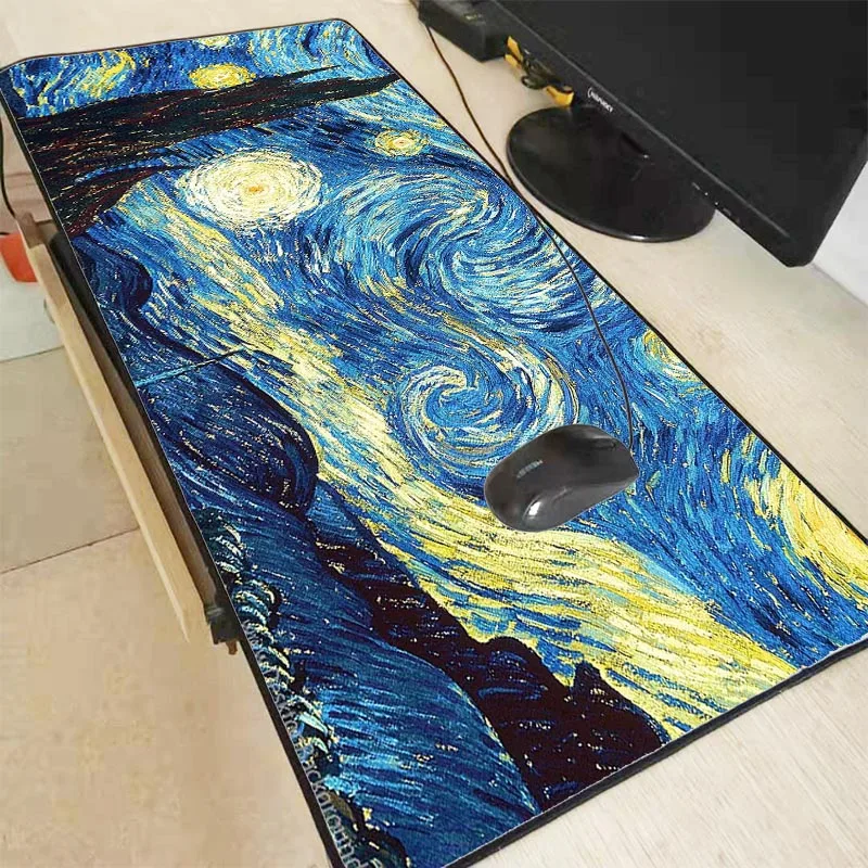  Oil Painting Mouse Pad 900 X 400 Mm Rubber Gaming Lock Edge Mousepad Keyboard Computer Mouse Mat fo