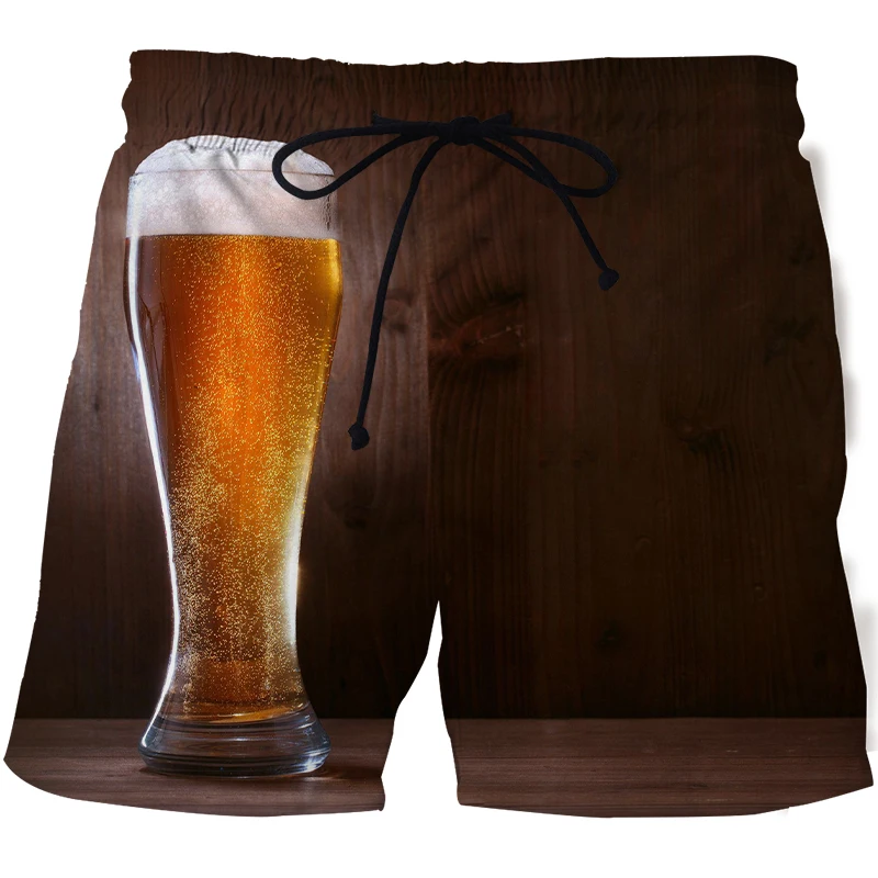 

Summer Fashion Beer Shorts 3D-Printed Fun Sports Casual Shorts For Men And Women Swimming Easy To Dry Oversized Beach Pants