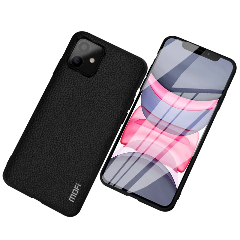 Для iPhone 11 pro max Чехол чехол MOFI для iPhone 11 pro задняя крышка кожаная ткань мужская деловая мягкая рамка для iPhone 11 чехол - Цвет: Black