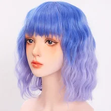AILIADE боб парик короткий синтетический волна воды парики для женщин средней длины Жаростойкие Фиолетовый Синий Косплей парики на каждый день накладные волосы