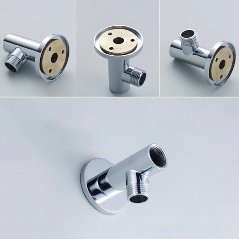 OOTDTY Chromed Plated Shower Head Extension Arm Silver Brass Wall Mounted Shower Arm Mount Base for Bathroom Hardware afbeelding