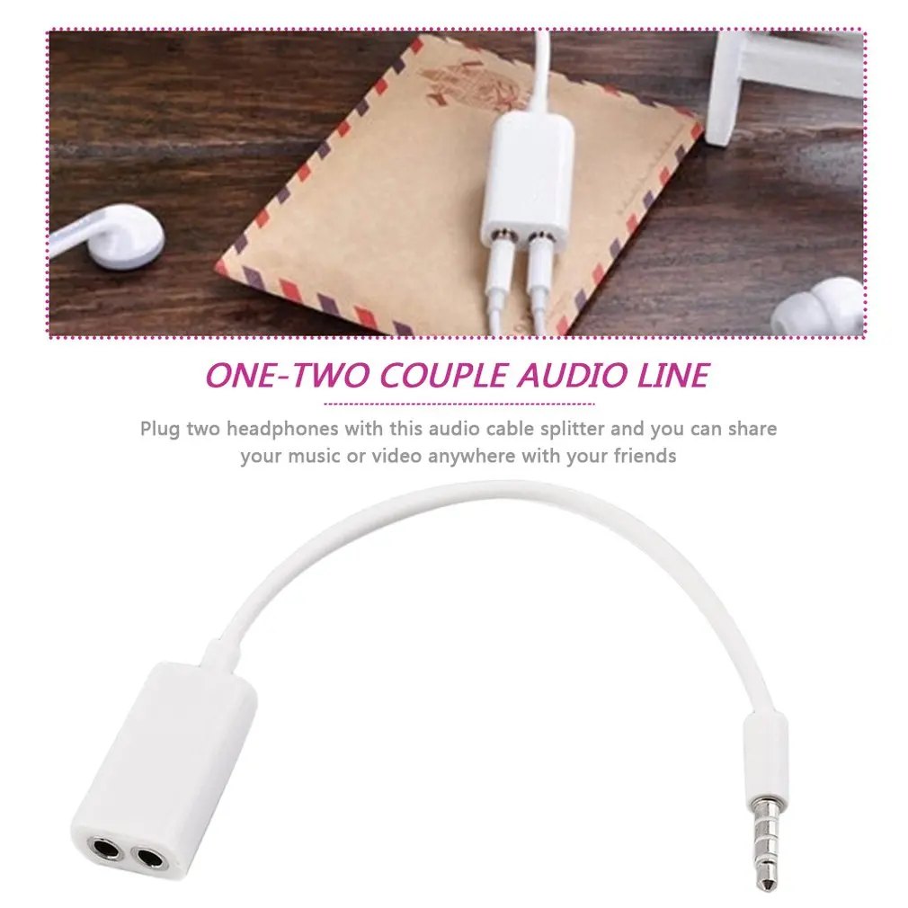 3.5 mm Jack 1 Male To 2 Female Audio Headphone Headset Earphone Splitter Cable Compact Flexible Portable Drop Ship