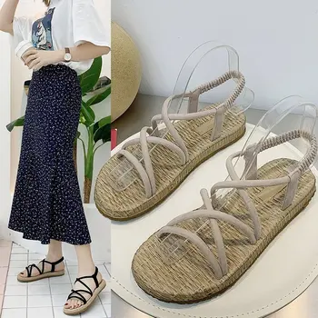 

2020 Spring New Style Soft-Sole Lightweight Sandals Women's round-Toe Flat Outer Wear Comfortable WOMEN'S Sandals Wholesale