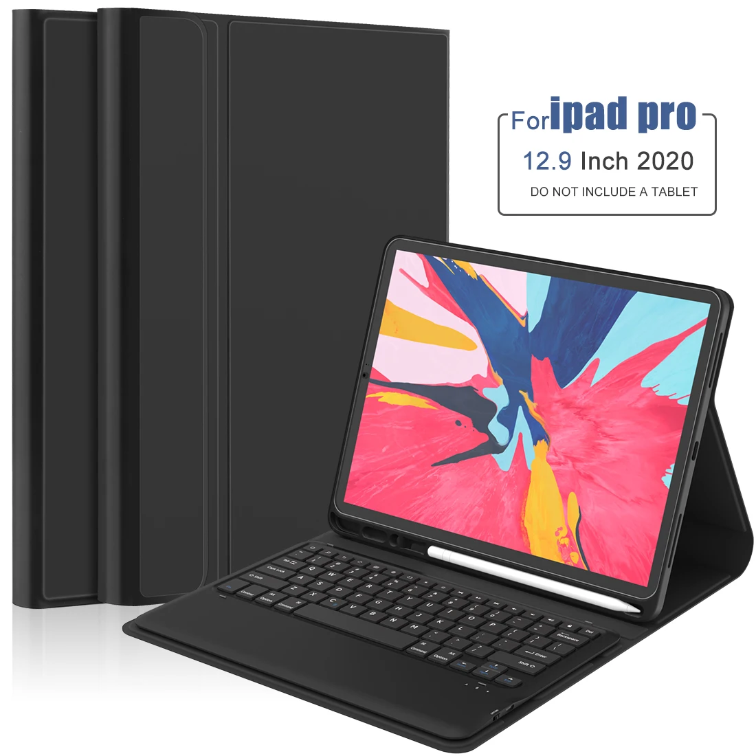 

For iPad Pro 2020 12.9 Keyboard Case Wake/Sleep Pencil Holder Leather Tablet Flip Stand Case for iPad Pro 12.9 2020 USA Keyboard