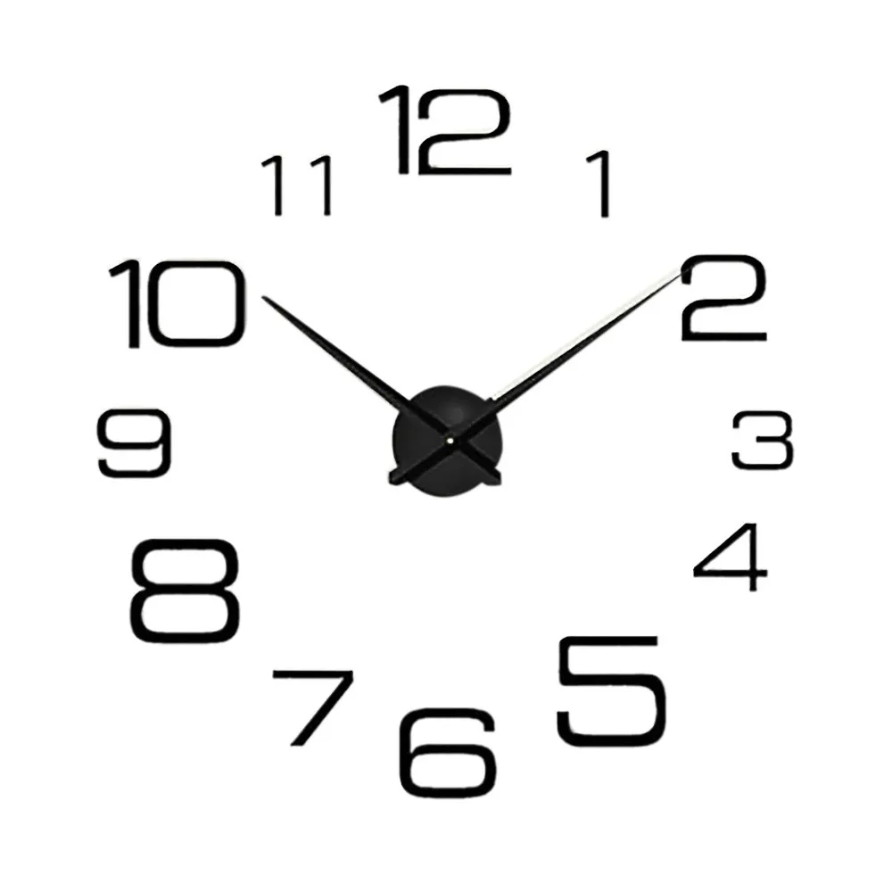 Настенные часы акриловые металлические зеркальные Большие персонализированные настенные часы 3d большие настенные часы украшение дома - Цвет: Черный