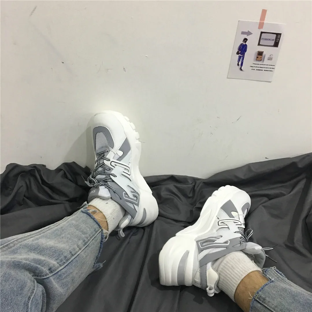 Ins Daddy/Мужская обувь; светоотражающие кроссовки; сезон лето; Zapatillas Deportivas Hombre; модная дышащая повседневная обувь