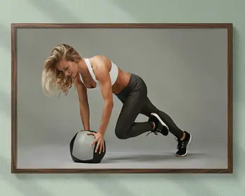 

0013J Balance Ball Training Fitness Bodybuilding Women Sexy Beautiful Strong Wall Sticker Silk Poster Art Home Decoration