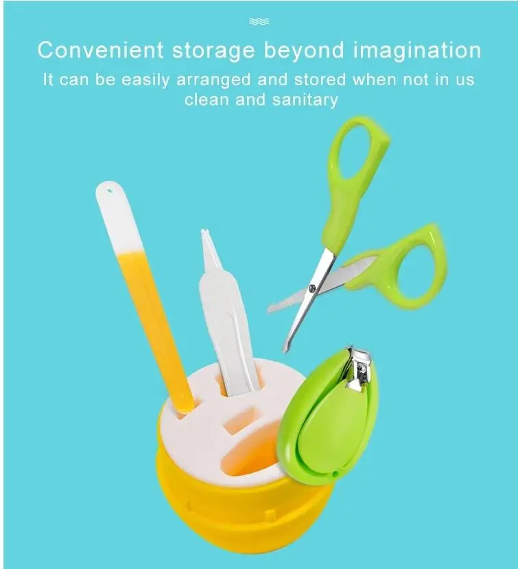 1set/4pcs Baby Healthcare Kits Nail Care Set Finger Trimmer Scissors Clippers Cartoon Animal Storage Box for Travel | Мать и ребенок