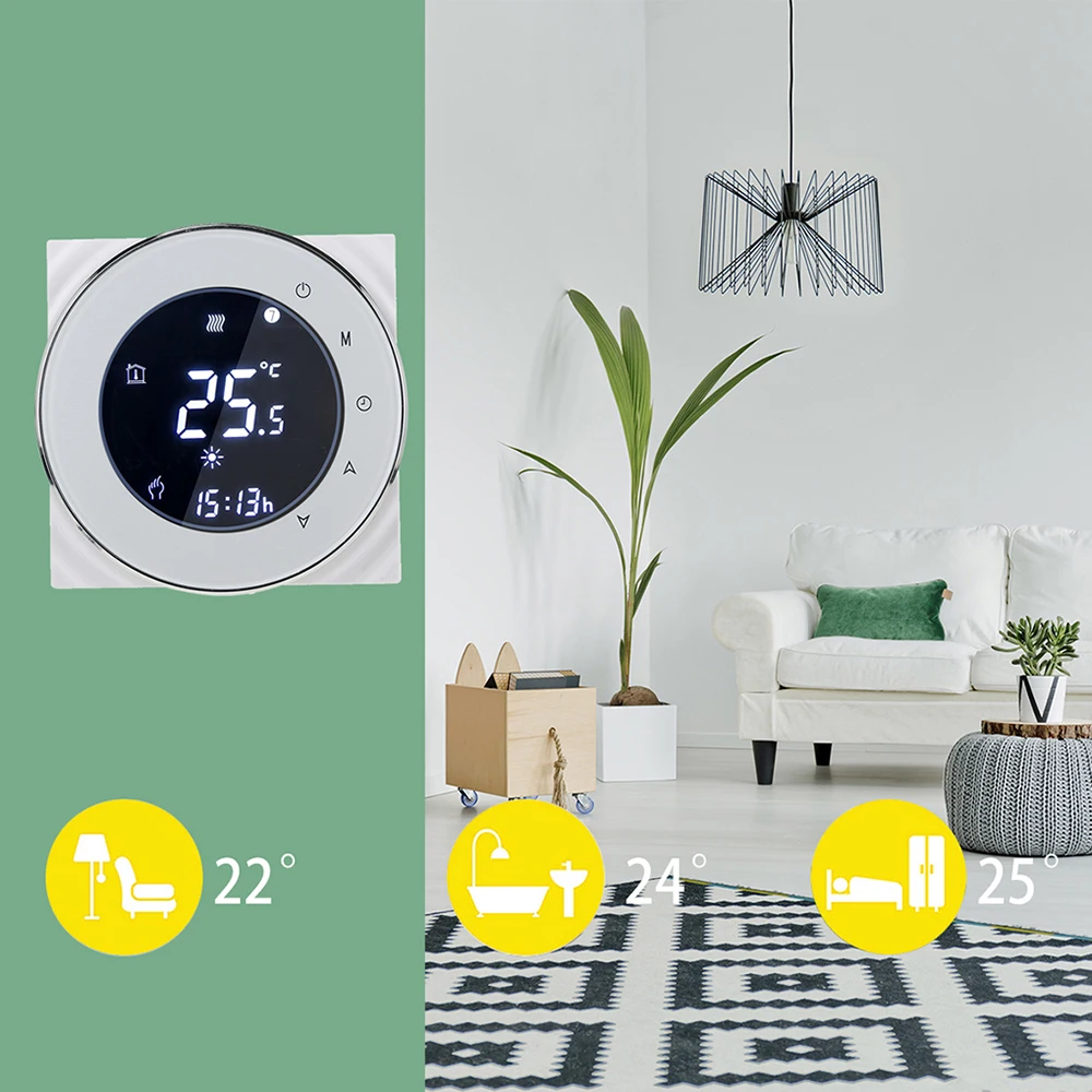 

Electric Floor Heating Wifi Thermostat Smart Voice Control Temperature Controller NTC Sensor Room Controller LCD Display