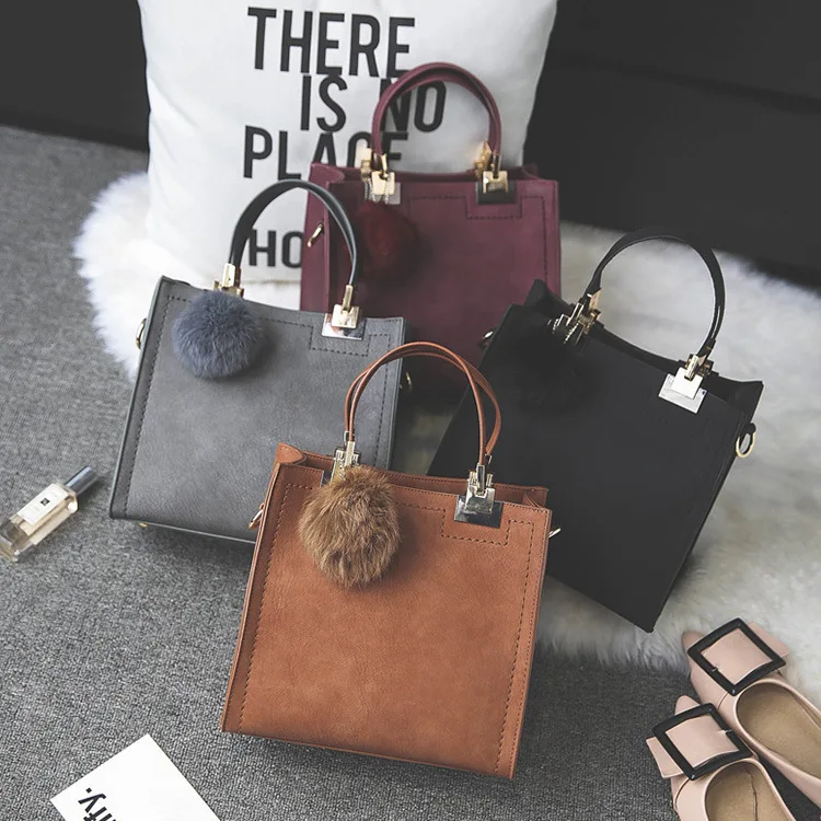 

Europe And America-Style Fashion Women's Portable Shoulder Bag WOMEN'S Bag 2019 New Style Versatile Furry Ball xiang xing bao Sh