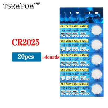 

TSRWPOW 20pcs/4packs CR2025 3v Button Cell Coin Batteries DL2025 BR2025 2025 KCR2025 L12 Lithium Battery For Watch Toy Remote