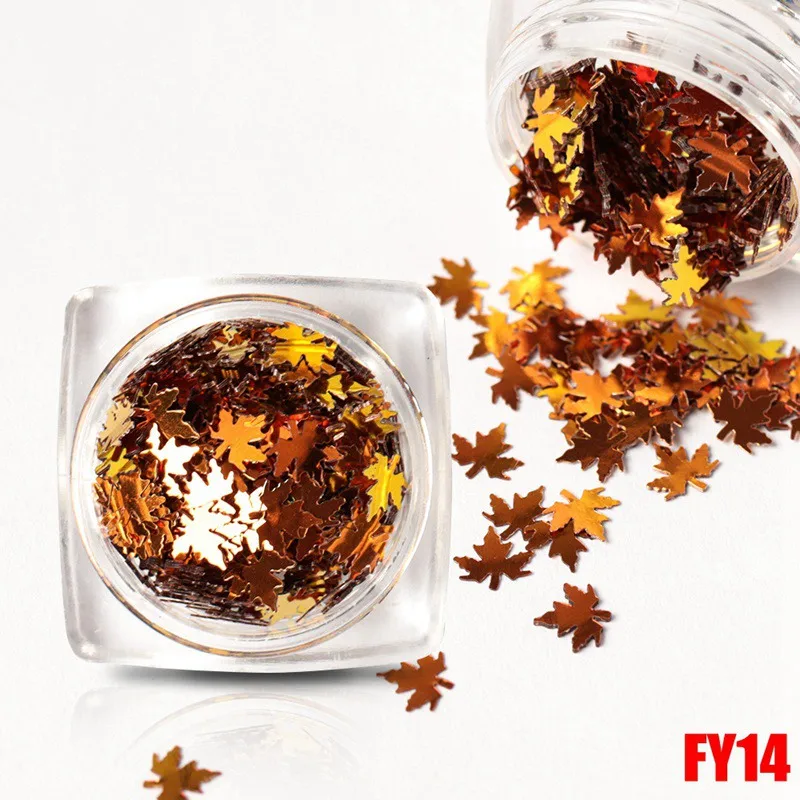 FY14 Chameleon 1 банка X'mas кленовые листья ногтей блестящая голографическая Лазерная Хамелеон блестки ариловые Блестки для ногтей Наклейки Маникюр Советы FY - Цвет: FY14 Chameleon