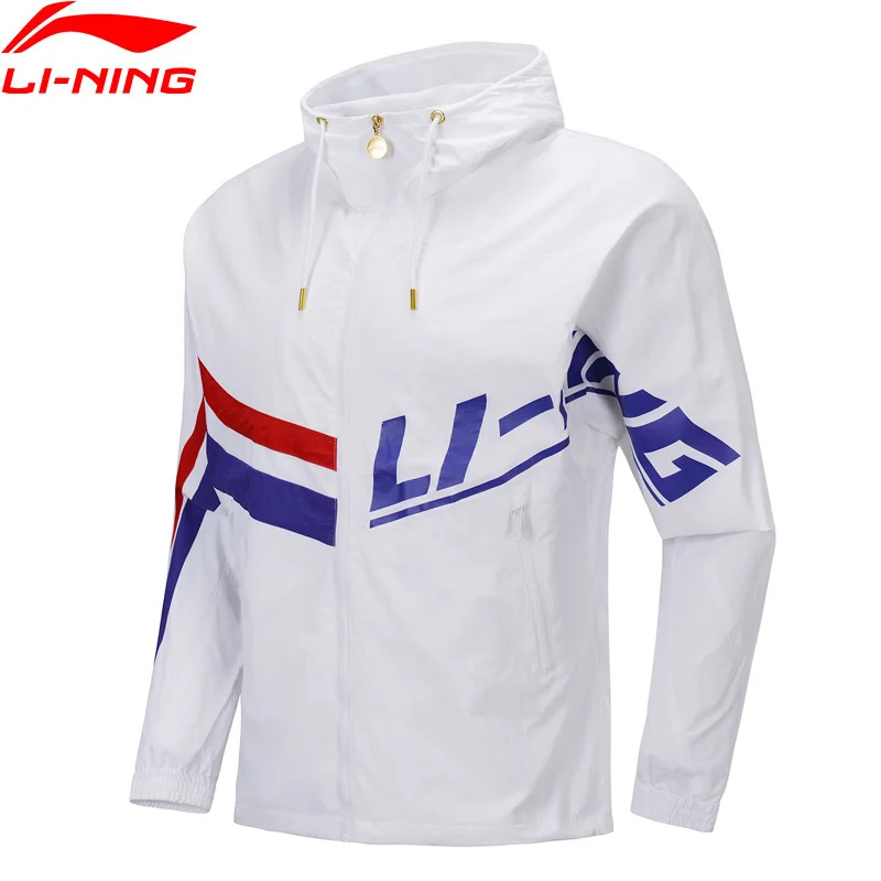 Li-Ning Мужская трендовая свободная ветровка с Умной подкладкой, комфортное спортивное пальто, ретро ветрозащитные куртки AFDP249 CJAS19