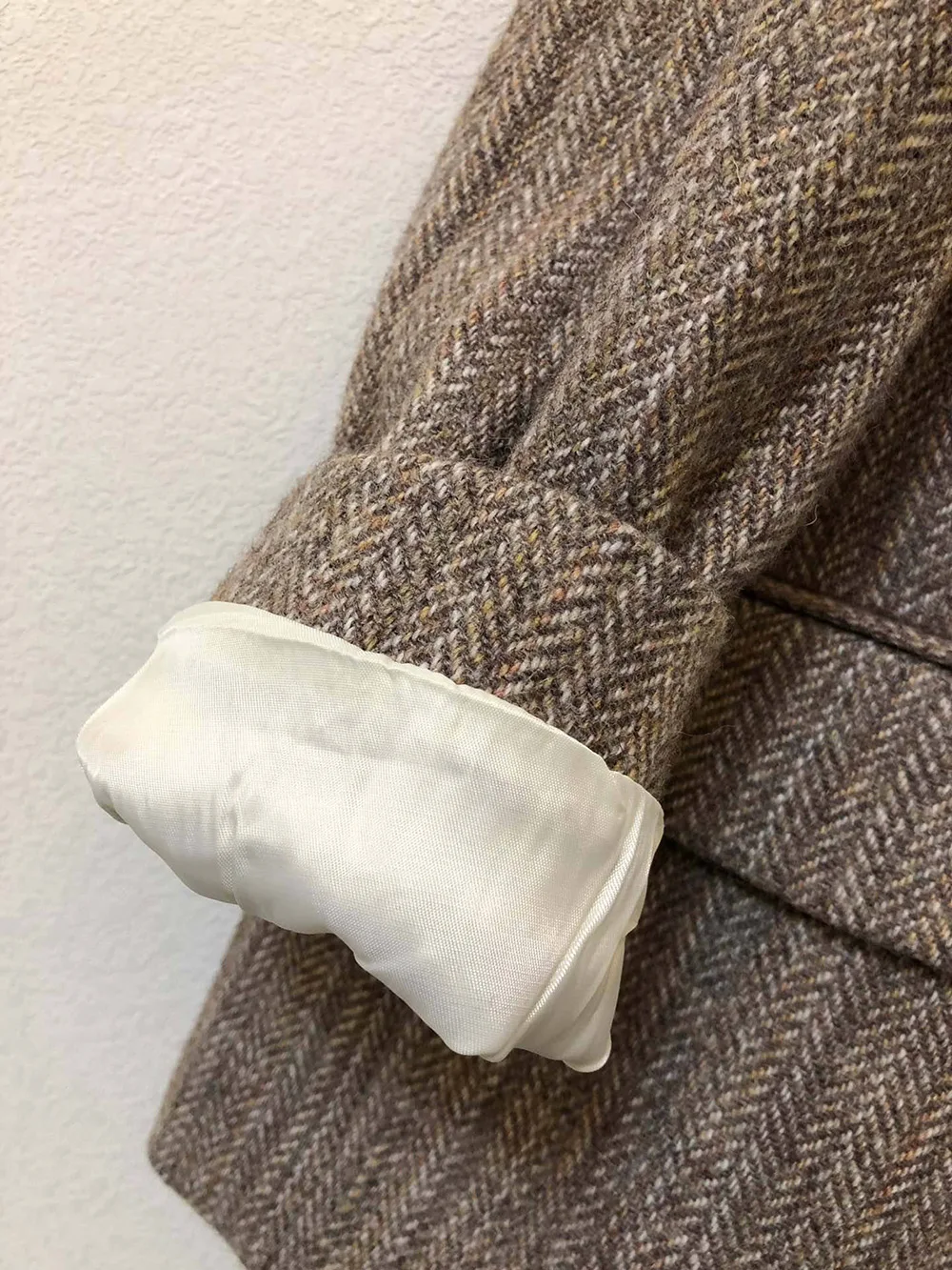 Женский Шерсть Высокое качество хаки зубчатый Блейзер Куртка Топ с длинным рукавом