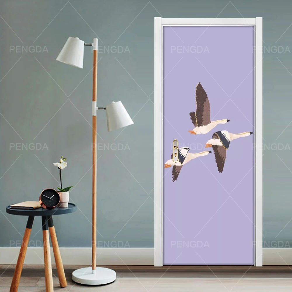 

Wallpaper DIY Self Adhesive Renovation PVC Prints Animal Bird Picture Door Sticker Waterproof Entrance Home Decor Bedroom Decal