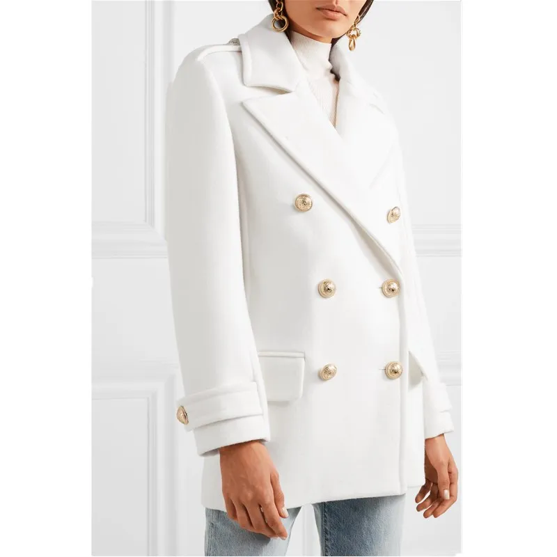 

Fashion New Autumn Winter Cashmere Trench Coat Women Casual Street Wear White Elegant Coats Outerwear Warm Button Pocket Jackets