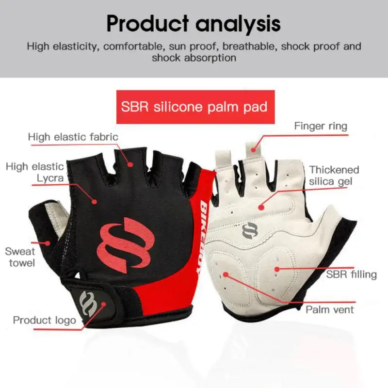 BIKINGMOREOK Gants De Cyclisme Homme Et Femme - Semi-Doigts Respirants Avec Rembourrage 5mm SBR